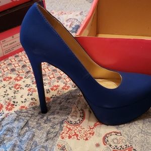 Royal blue high heel shoes
